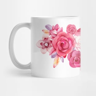 Still Life: Pink Roses Flower Creative Watercolor Drawing ps materialRed flowers petaled Mug